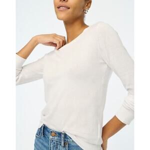 JCrew Factory Women's Crewneck 100% Cotton Teddie Sweater L1561 White Size S NWT